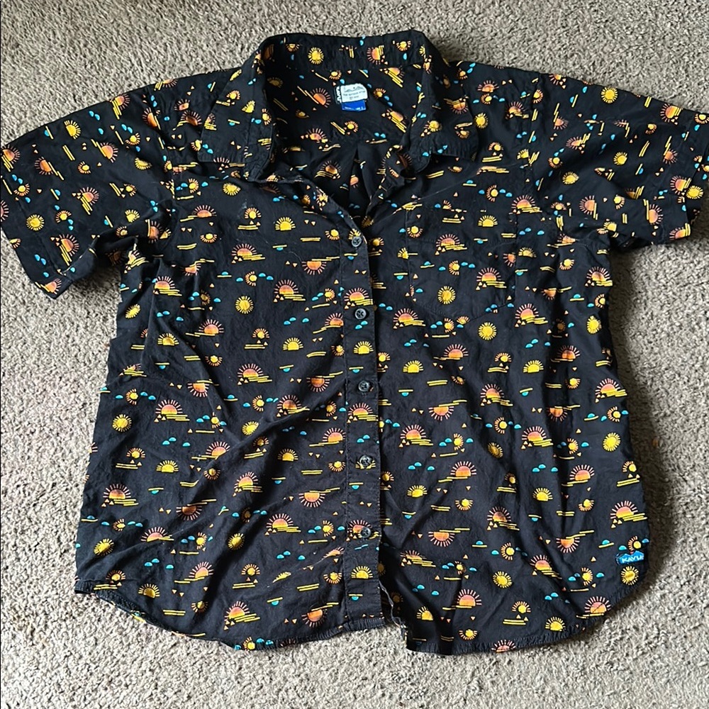Kavu Black Shirt with Colorful Print